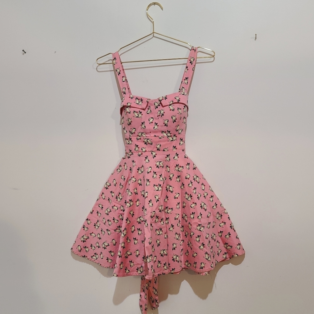 Pink mini flare dress with cute designs